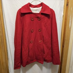 Red Double-Breasted Peacoat